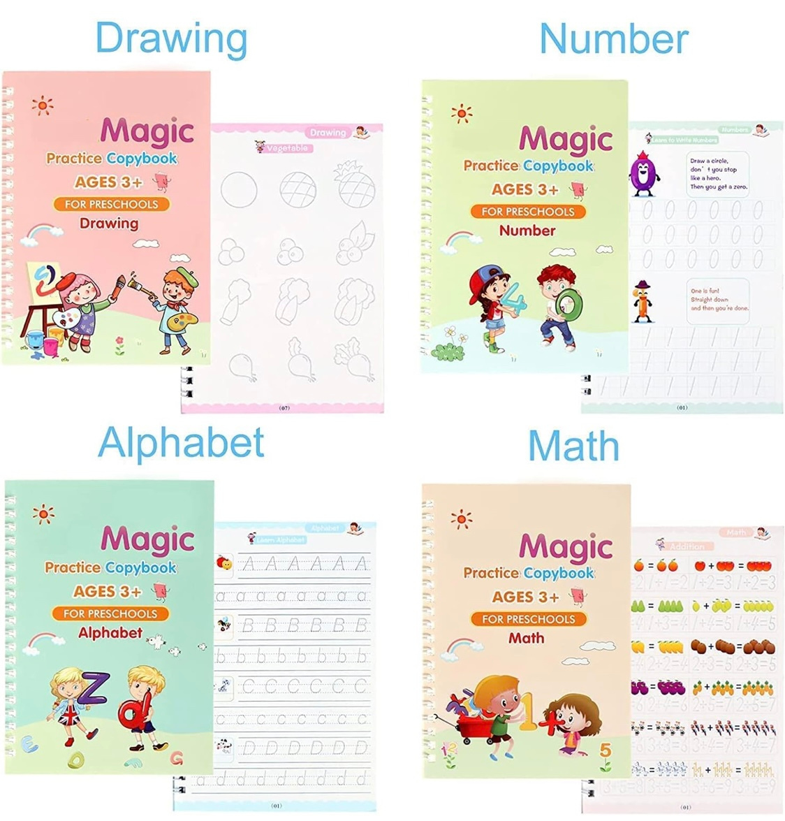 Reusable Magic Practice Book Set – Number Tracing & Early Learning for Kids